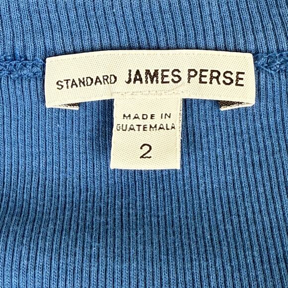 Standard James Perse 100% Cotton Midi Dress Blue Women's 2 Crewneck Fitted - Picture 8 of 11